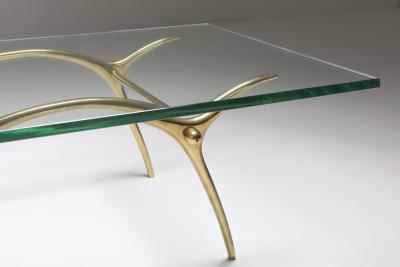 Kouloufi Bronze Hollywood Regency Coffee Table by Kouloufi 1970s