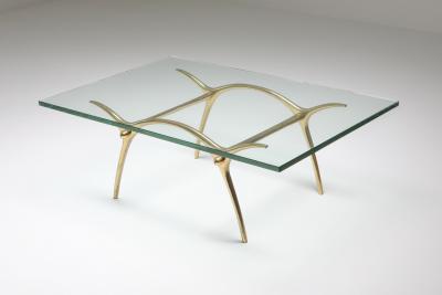 Kouloufi Bronze Hollywood Regency Coffee Table by Kouloufi 1970s