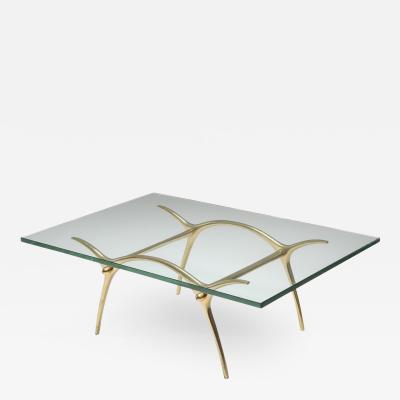 Kouloufi Bronze Hollywood Regency Coffee Table by Kouloufi 1970s