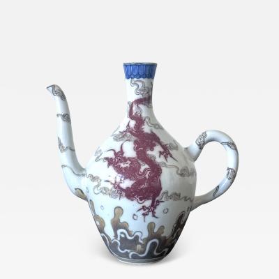 Kozan Makuzu Early Porcelain Underglaze Dragon Ewer by Makuzu Kozan Meiji Period