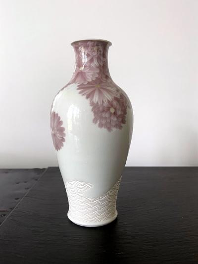 Kozan Makuzu Japanese Ceramic Vase with Delicate Carvings by Makuzu Kozan Meiji Period