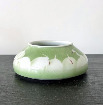 Kozan Makuzu Japanese Porcelain Bowl with Composed Egrets by Makuzu Kozan Meiji Period