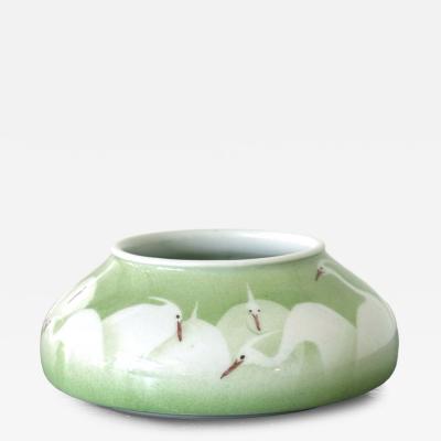 Kozan Makuzu Japanese Porcelain Bowl with Composed Egrets by Makuzu Kozan Meiji Period