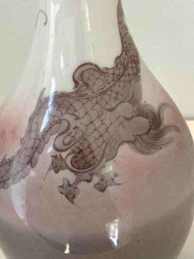 Kozan Makuzu Japanese Porcelain Dragon Glazed Vase Mazuku Kozan