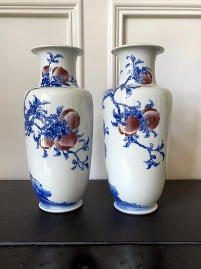 Kozan Makuzu Pair of Rare Porcelain Commemorative Vases by Makuzu Kozan Meiji Period