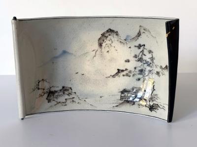 Kozan Makuzu Rare Japanese Porcelain Painted Footed Dish Makuzu Kozan