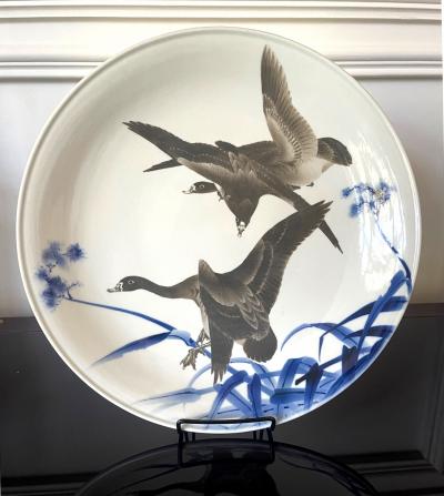 Kozan Makuzu Rare Large Japanese Porcelain Presentation Plate Makuzu Kozan