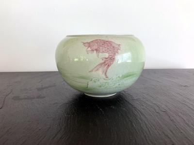Kozan Makuzu Rare Porcelain Bowl with Plique a Jour Design by Makuzu Kozan