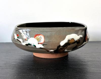 Kozan Makuzu Rare Published Japanese Ceramic Bowl Makuzu Kozan with Original Inscribed Box