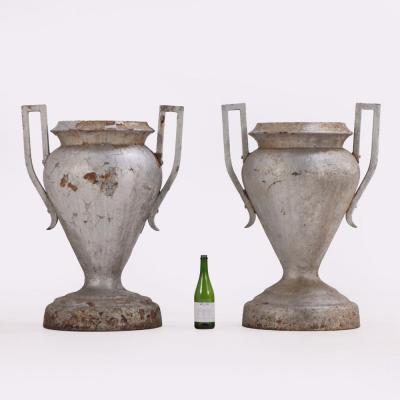 Kramer Brothers Rare 36 pair of Art Deco cast iron garden urns by Kramer Brothers C 1920 