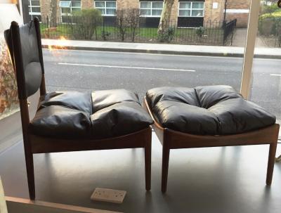 Kristian Solmer Vedel 1960s Modus Chair Ottoman and side table