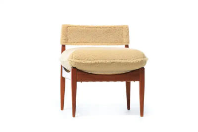 Kristian Solmer Vedel Danish Modern Pair of Kristian Vedel Style Lounge Chairs in Palomino Shearling