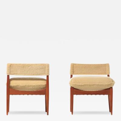Kristian Solmer Vedel Danish Modern Pair of Kristian Vedel Style Lounge Chairs in Palomino Shearling