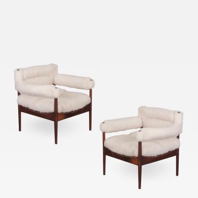 Kristian Solmer Vedel Pair of Kristian Vedel Sheepskin Modus Lounge Chairs