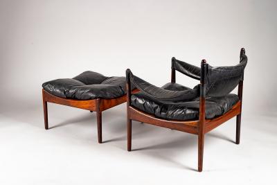 Kristian Veddel Kristian Vedel set of black leather Modus furniture Denmark 1960s