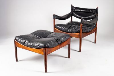 Kristian Veddel Kristian Vedel set of black leather Modus furniture Denmark 1960s