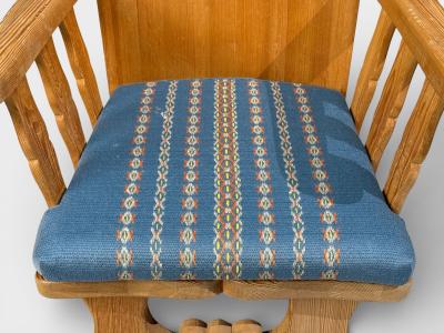 Krogen s M bler Armchairs Pine Blue Fabric Norway 1970s
