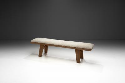 Krogen s M bler Sheepskin Wooden Bench for Krogen s M bler Norway Mid 20th century