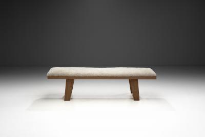 Krogen s M bler Sheepskin Wooden Bench for Krogen s M bler Norway Mid 20th century