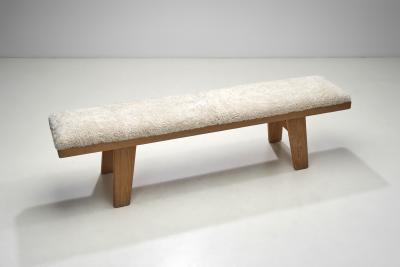 Krogen s M bler Sheepskin Wooden Bench for Krogen s M bler Norway Mid 20th century