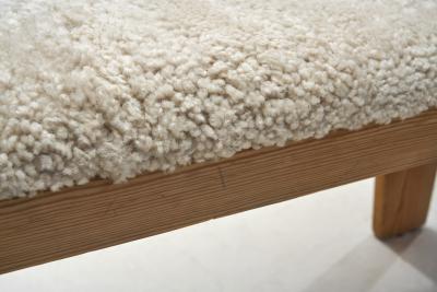 Krogen s M bler Sheepskin Wooden Bench for Krogen s M bler Norway Mid 20th century