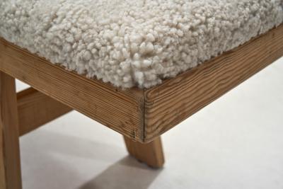 Krogen s M bler Sheepskin Wooden Bench for Krogen s M bler Norway Mid 20th century