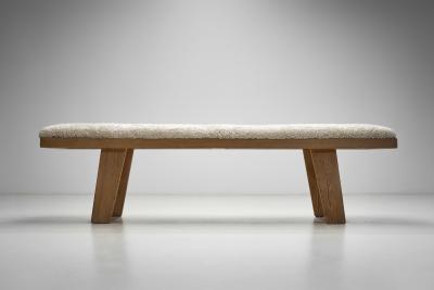 Krogen s M bler Sheepskin Wooden Bench for Krogen s M bler Norway Mid 20th century