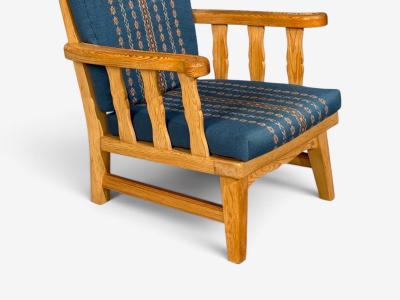 Krogenes M bler Lounge Chairs Pine Blue Fabric Norway 1970s