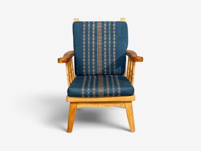 Krogenes M bler Lounge Chairs Pine Blue Fabric Norway 1970s