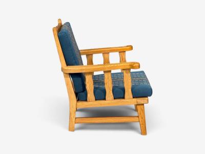 Krogenes M bler Lounge Chairs Pine Blue Fabric Norway 1970s