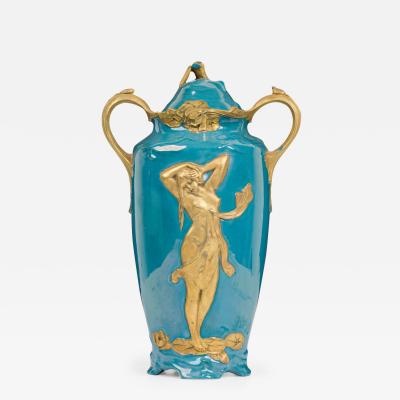 Kronach Art Nouveau Blue and Gold Urn