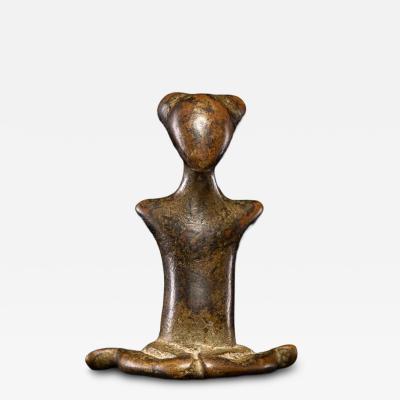 Kulango People Ivory Coast Bronze sitting female statue