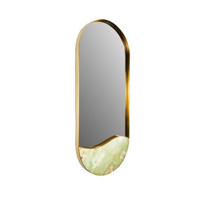 Kura by Marble Balloon Contemporary Brass and Onyx Wall Mirror