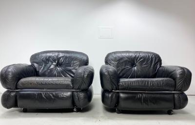 Kurt Hvitsj Pair of 1970 s Leather Lounge Chairs by Kurt Hvitsj 