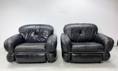 Kurt Hvitsj Pair of 1970 s Leather Lounge Chairs by Kurt Hvitsj 
