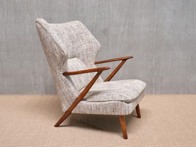 Kurt Olsen Kurt Olsen Model 221 Armchair in litis Tweed Fabric Slagelse M belfabrik 1955