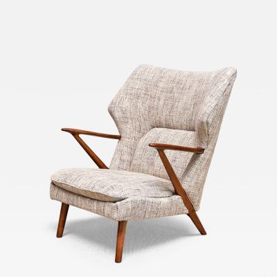 Kurt Olsen Kurt Olsen Model 221 Armchair in litis Tweed Fabric Slagelse M belfabrik 1955