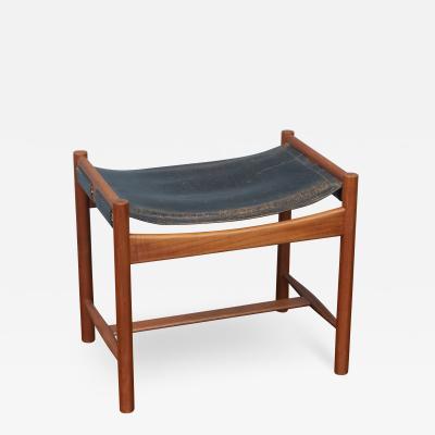 Kurt Olsen Scandinavian Modern Teak and Leather Foostool by Kurt Olsen