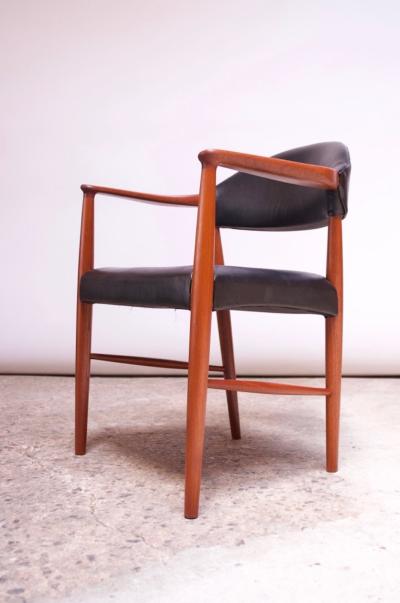 Kurt Olsen Set of Four Teak and Leather Armchairs by Kurt Olsen for Slagelse M belv rk