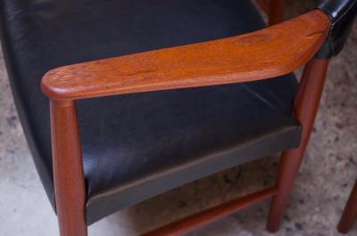 Kurt Olsen Set of Four Teak and Leather Armchairs by Kurt Olsen for Slagelse M belv rk