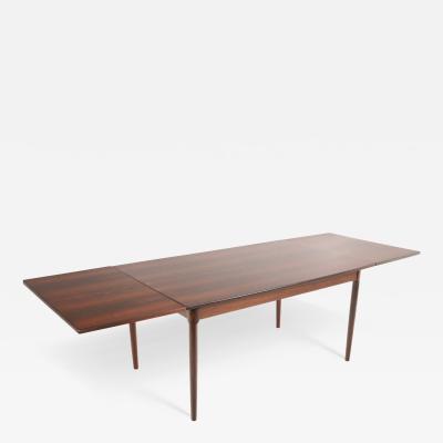 Kurt Ostergaard Scandinavian Modern Rosewood Draw Leaf Dining Table by Kurt Ostergaard