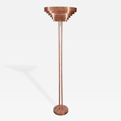 Kurt Versen Art Deco Machine Age Copper Floor Lamp by Kurt Versen
