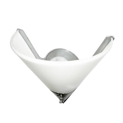 Kurt Versen Kurt Versen Pair of Minimalist Streamline Sconces Bent White Glass Aluminum