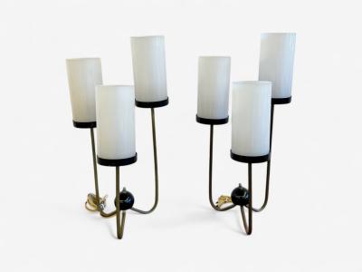 Kurt Versen Mid Century Modern Brass Table Lamps USA 1960s