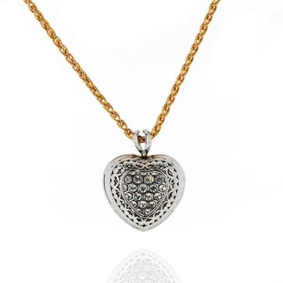 Kurt Wayne KURT WAYNE PLATINUM 18K YELLOW GOLD 5 50 CARAT PAVE DIAMOND HEART PENDANT