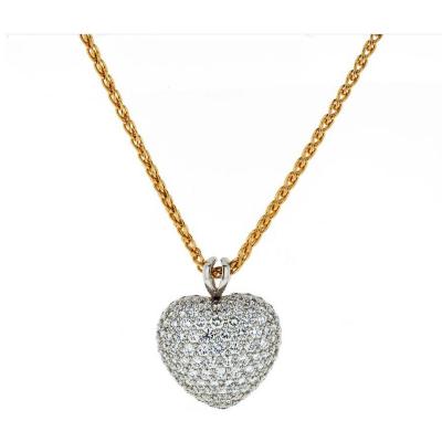 Kurt Wayne KURT WAYNE PLATINUM 18K YELLOW GOLD 5 50 CARAT PAVE DIAMOND HEART PENDANT