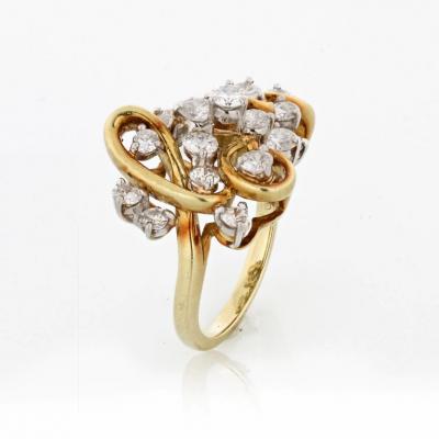 Kurt Wayne PLATINUM 18K YELLOW GOLD 2 50CTTW ROUND DIAMOND LOVE COCKTAIL RING