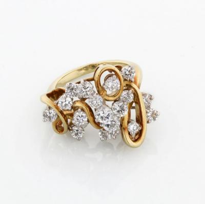 Kurt Wayne PLATINUM 18K YELLOW GOLD 2 50CTTW ROUND DIAMOND LOVE COCKTAIL RING