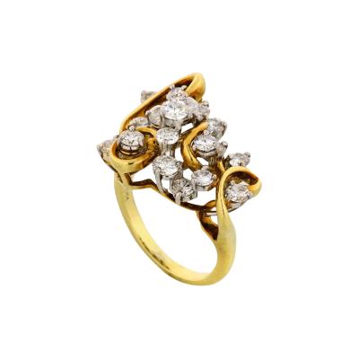 Kurt Wayne PLATINUM 18K YELLOW GOLD 2 50CTTW ROUND DIAMOND LOVE COCKTAIL RING