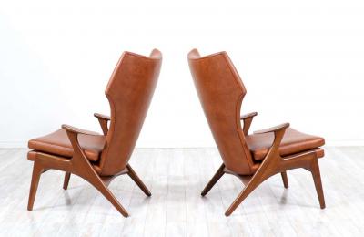 Kurt stervig Kurt Ostervig Kurt stervig Cognac Leather Wing Chairs for Rolschau Mobler